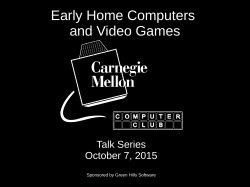 Early Home Computers and Video Games - CMU