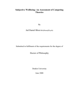 Subjective Wellbeing: An Assessment of Competing Theories Jed
