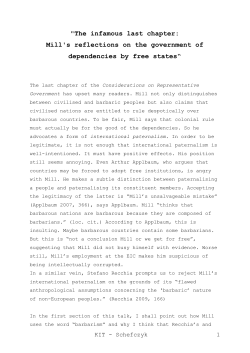 "The infamous last chapter: Mill`s reflections on the government of