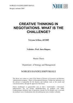 Creativity in negotiations. What is the challenge?