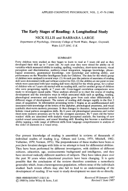 The early stages of reading: A longitudinal study