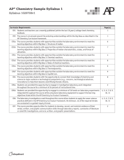 AP&reg; Chemistry Sample Syllabus 1
