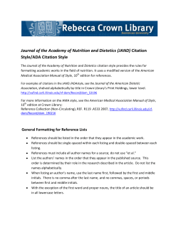 Journal of the Academy of Nutrition and Dietetics (JAND) Citation