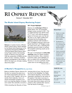 Osprey Newsletter 2011 - Rhode Island Osprey Monitoring Program