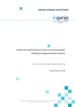 INGENIO WORKING PAPER SERIES Clusters and industrial districts