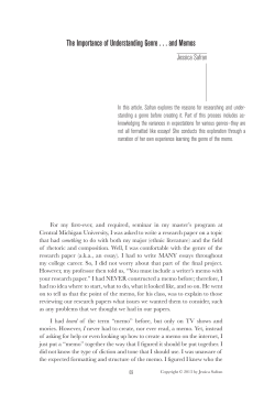 The Importance of Understanding Genre . . . and Memos