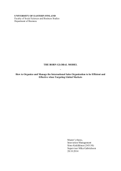 THE BORN GLOBAL MODEL - How to Organize and Manage the