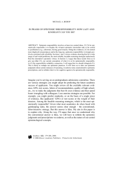 IN PRAISE OF EPISTEMIC IRRESPONSIBILITY: HOW LAZY AND