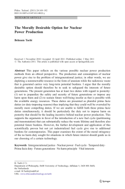 The Morally Desirable Option for Nuclear Power Production