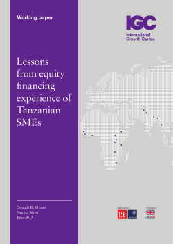 Lessons from equity financing experience of Tanzanian SMEs