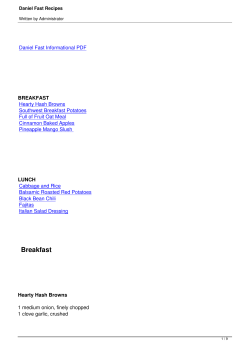 Daniel Fast Recipes - Southern Baptist Church