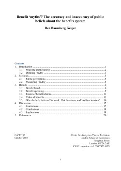 Benefit `myths`? The accuracy and inaccuracy of public beliefs about