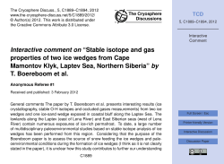 Interactive comment on &ldquo;Stable isotope and gas properties of