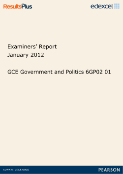 Examiner report - Unit 2 (6GP02) - January 2012 - Edexcel