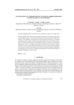Investigation of carburisation of tungsten