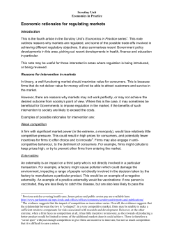 Economic rationales for regulating markets