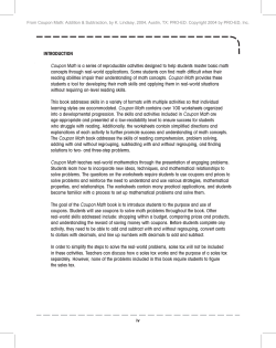 INTRODUCTION Coupon Math is a series of reproducible activities