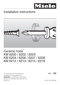 Installation instructions Ceramic hobs KM 6200 / 6202 / 6203