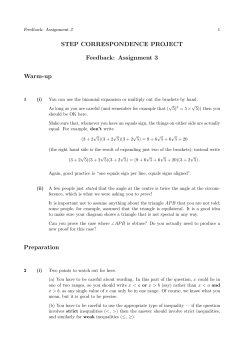 Assignment 3 Warm-up Preparation