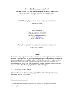 How well do financial experts perform? - S-WoBA