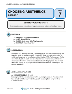 choosing abstinence - Teaching Sexual Health