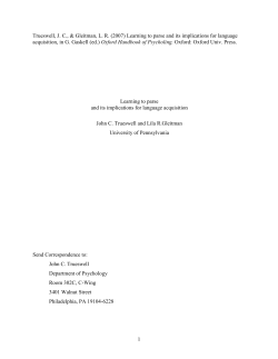 Learning to parse and its implications for language acquisition