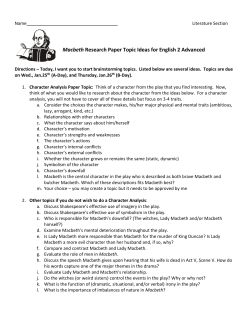 Macbeth Research Paper Topic Ideas for English 2 Advanced