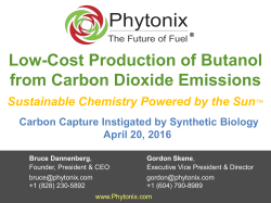 Low-Cost Production of Butanol from Carbon Dioxide Emissions