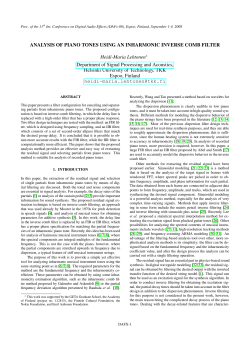 Analysis of Piano Tones Using An Inharmonic Inverse Comb Filter