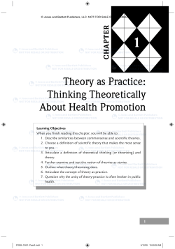 Theory as Practice: Thinking Theoretically About Health Promotion