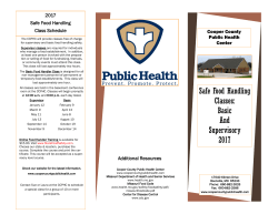 Safe Food Handling Classes: Basic And Supervisory 2017