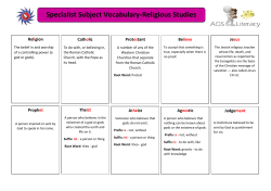 Specialist Subject Vocabulary-Religious Studies