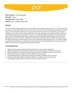 The Grieving Self - Professional Development Resources