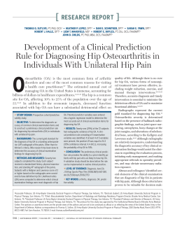 Development of a Clinical Prediction Rule for Diagnosing Hip