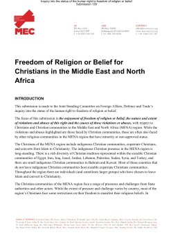 Freedom of Religion or Belief for Christians in the Middle East and