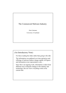 The Commercial Malware Industry - Department of Computer Science