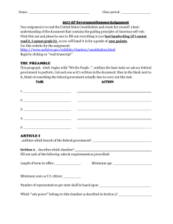 2017-AP Government Summer Assignment Your assignment is to