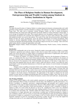 The Place of Religious Studies in Human Development