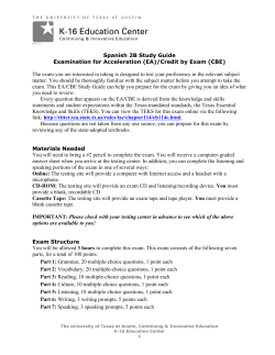 1 Spanish 2B Study Guide Examination for Acceleration (EA)/Credit