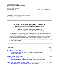 Recall of State Elected Officials - Minnesota House of Representatives