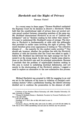 Hardwick and the Right of Privacy