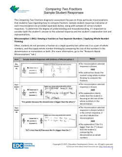 Comparing Two Fractions Sample Student Responses