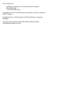 Semantics and Syntax in Lexical Functional Grammar: Chap1