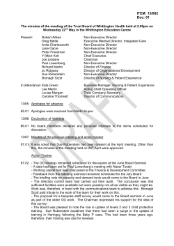The Chairman informed the Board that Whittington Health`s Council