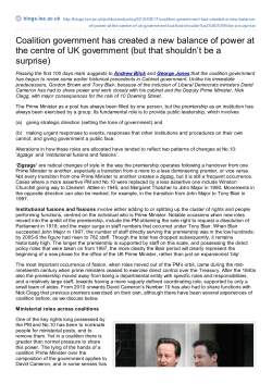Coalition government has created a new balance of power at the