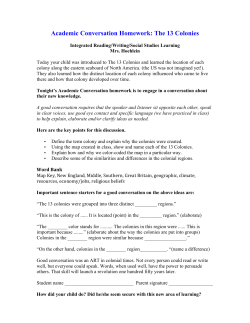 Academic Conversation Homework: The 13 Colonies