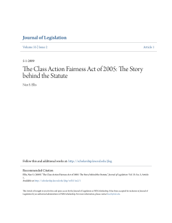 The Class Action Fairness Act of 2005: The Story behind the Statute
