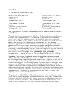 Save Medicaid in Schools letter on AHCA