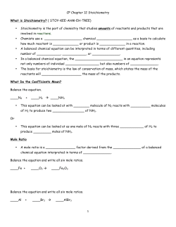 1 CP Chapter 12 Stoichiometry What is Stoichiometry? ( STOY