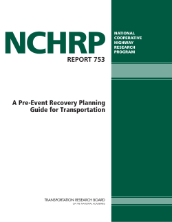 A Pre-Event Recovery Planning Guide for Transportation